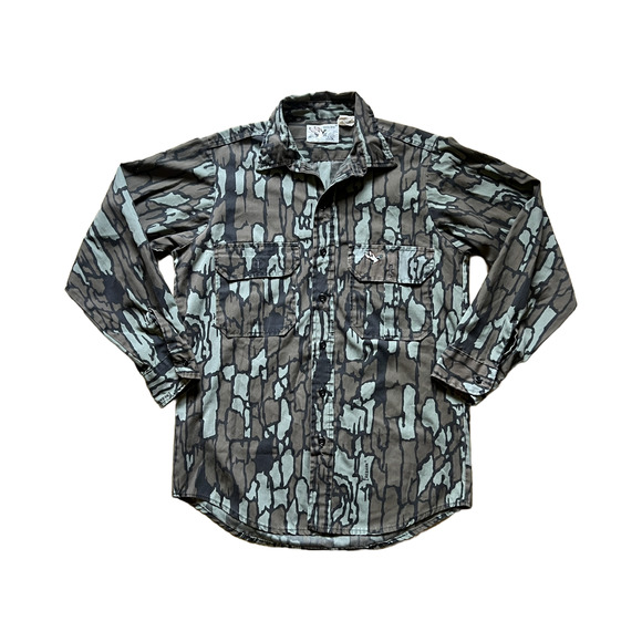 Vtg Duck Bay Trebark Camo Button-down Embroidered Outdoor Hunting Grunge Utility - Picture 1 of 8